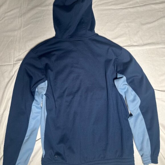 ADIDAS Mens Active 360 Hoodie Fleece Jacket Medium Blues & Yellow 3 stripes - Picture 3 of 7